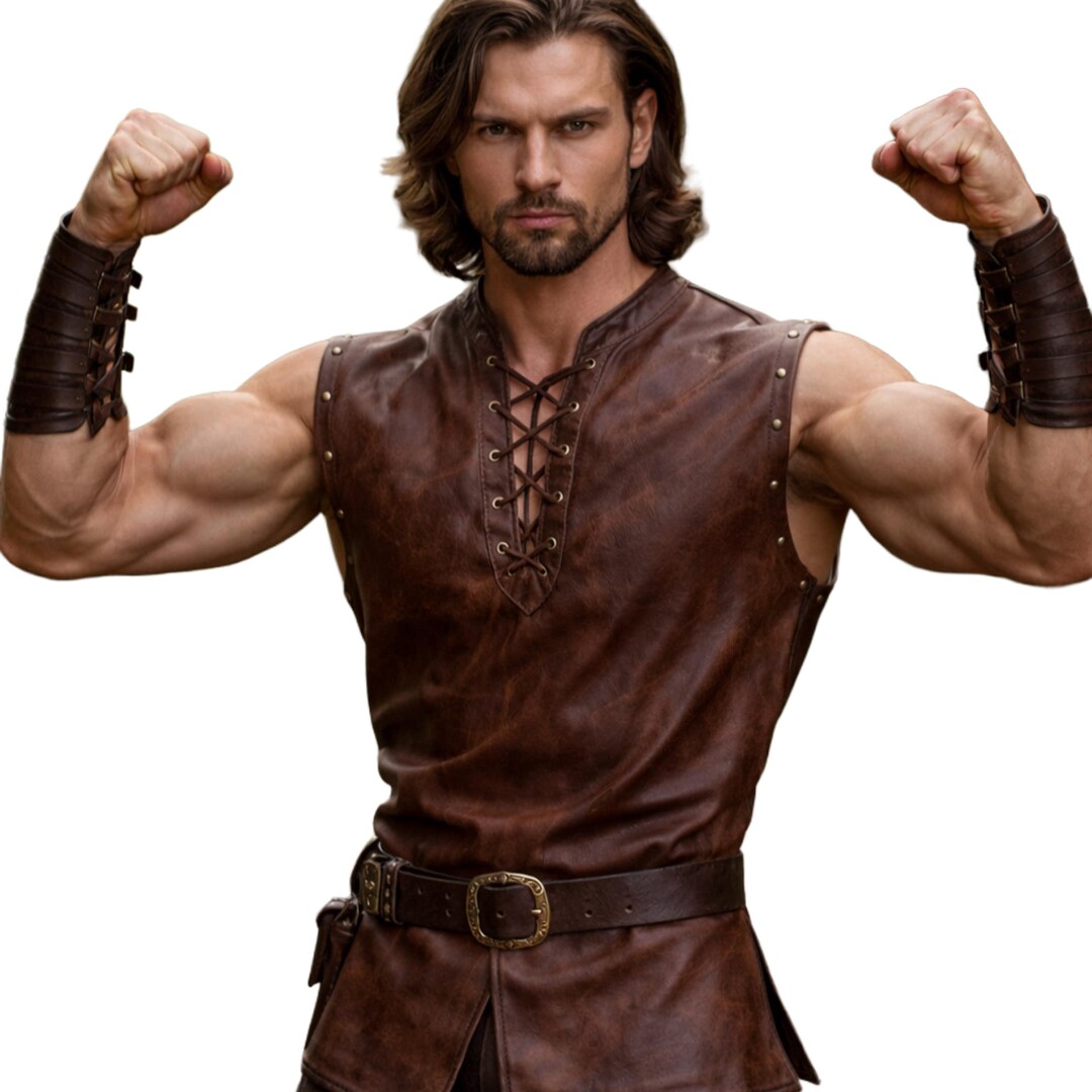 Mens Brown Leather Viking Tunic Top, Norse Warrior Medieval LARP ...