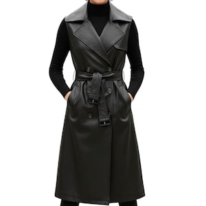 Echtleder Trench Dress: Gothic Hexe Vampir Kostüm