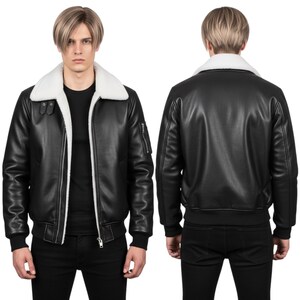 leon re4 jacket, re4 cosplay jacket, re4 jacket, leon kennedy jacket, resident evil jacket, resident evil 4, b3 bomber jacket, aviator shearling, shearling bomber, winter cosplay, halloween jacket, flight jacket, shearling jacket
