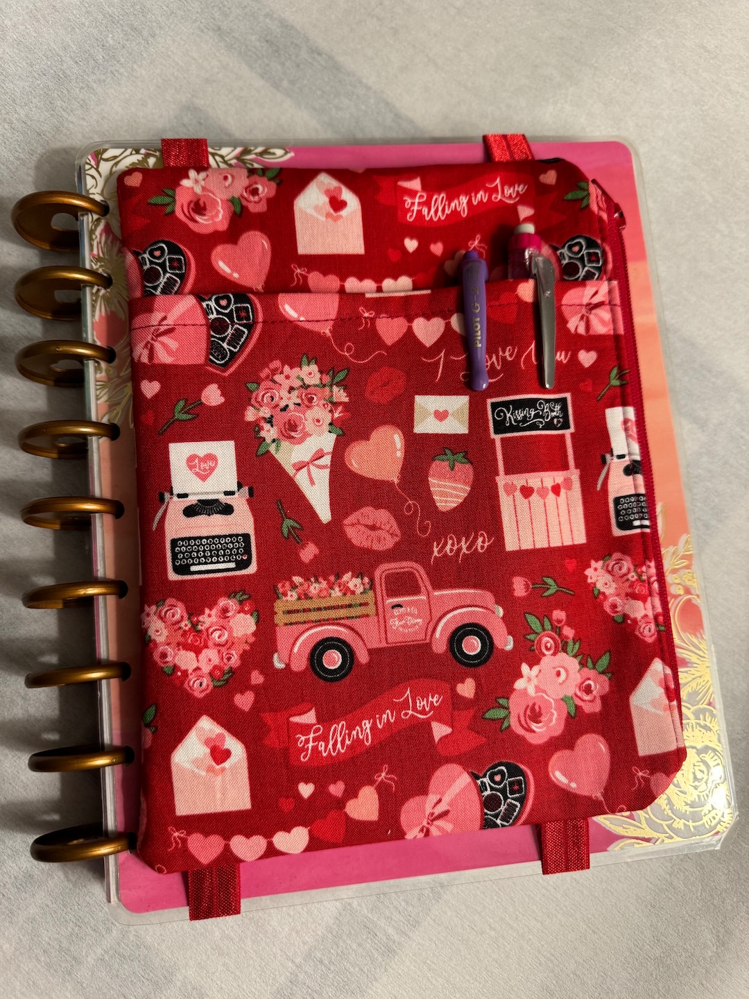 Hearts Planner Pouch//happy Planner Pen Holder//journal Pouch//planner