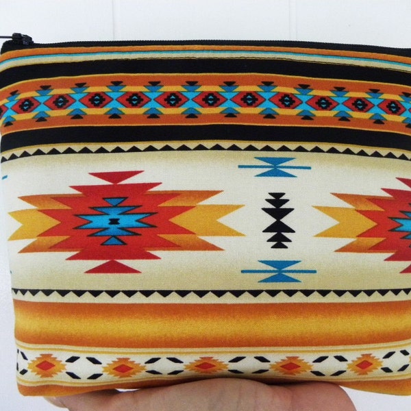 Tribal makeup bag//Cosmetic Bag/Accessory Pouch//Southwestern makeup bag//Southwestern Toiletry bag