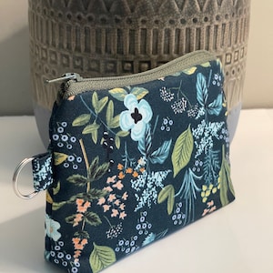 Rifle paper small zipper purse//Coin pouch//Accessory pouch//mini makeup bag//keyring ID pouch