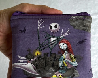 The nightmare before Christmas coin pouch//Jack Skellington Small zipper coin pouch//Small accessory pouch// stocking stuffers//Gift ideas