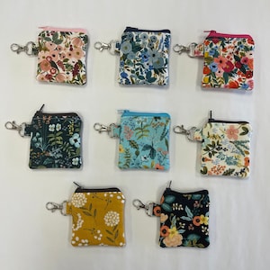 Rifle paper mini pouch//Floral air pod pouch//Floral ear phone holder//mini pouch//mini coin pouch//mini key ring pouch//Mini lip balm pouch