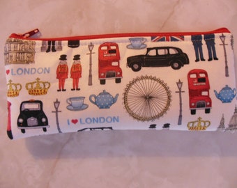 London Blocks Pencil Case/cosmetic pouch//London blocks out of Print fabric Pencil case.