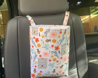 Waterproof, reusable Bees car trash bag/Bees Car trash bin/Bees Car trash holder/accessory holder.