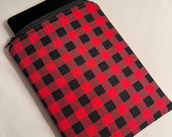 Kindle Paperwhite gingham sleeve//Gingham Paperwhite sleeve/Fall Kindle paperwhite sleeve/checkered Zippered kindle sleeve