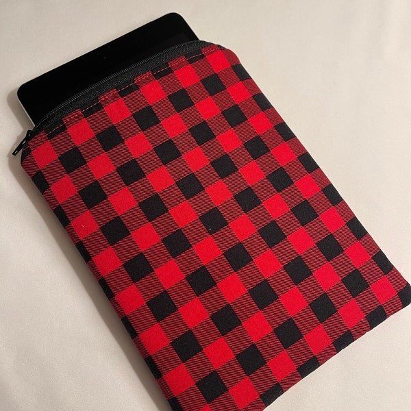 Kindle Paperwhite gingham sleeve//Gingham Paperwhite sleeve/Fall Kindle paperwhite sleeve/checkered Zippered kindle sleeve