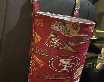 Waterproof, reusable 49ers car trash bag/49ers Car trash bin/49ers Car trash holder/accessory holder.