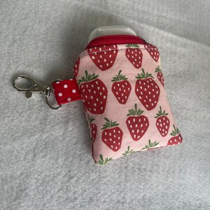 Strawberries print mini pouch//air pod pouch//Airpod holder//mini pouch//mini coin pouch//mini key ring pouch//Mini lip balm pouch image 7