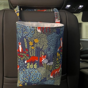 Three sizes//Waterproof, reusable Fox Woodland forest car trash bag/Foxes Car trash bin/Foxes Car trash holder/accessory holder.