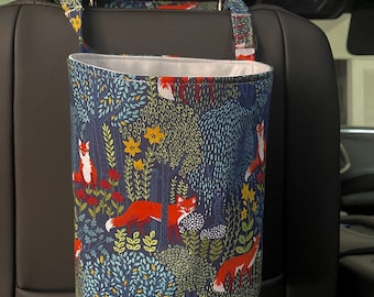 Three sizes//Waterproof, reusable Fox Woodland forest car trash bag/Foxes Car trash bin/Foxes Car trash holder/accessory holder.