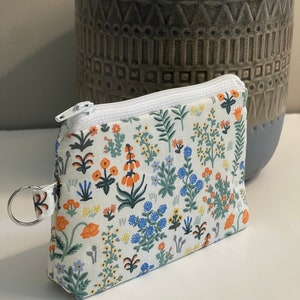Rifle paper small zipper purse//Rifle paper Key chain pouch//Coin pouch//Accessory pouch//mini makeup bag//keyring ID pouch