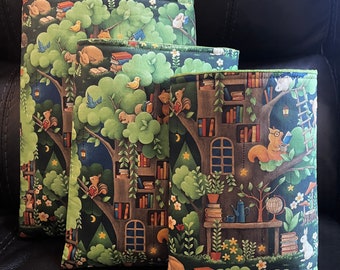 Padded Book Sleeve, Forest Fables Print, Book Protector