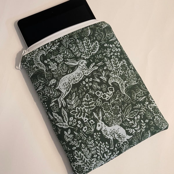 Rabbits Kindle Paperwhite Sleeve, Zippered Cotton Cover/Small Paperback book holder