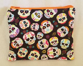 Sugar skulls Small zipper accessory pouch-NEW