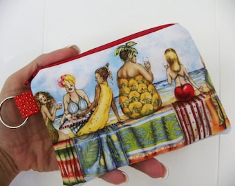 Fruit Ladies padded Small zippered coin/gadget/accessory pouch.