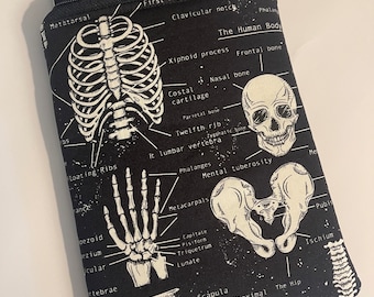 Kindle Paperwhite glow in the dark sleeve//Skeletons small paperback holder