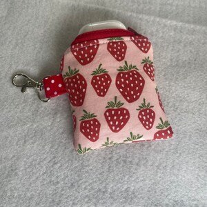 Strawberries print mini pouch//air pod pouch//Airpod holder//mini pouch//mini coin pouch//mini key ring pouch//Mini lip balm pouch image 5