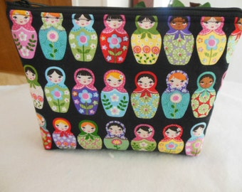 Matryoshka Dolls Makeup Bag//Toiletry Bag//Russian Dolls Cosmetic Bag//