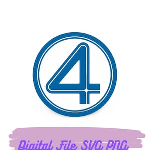 May include: A blue number 4 logo within a white-bordered circle, set against a white backdrop. The number 4 is blue with a white outline. Below the logo is the text "Digital File SVG PNG" in a purple brushstroke.