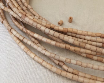 40 Tube Bone beads 3mm Tiny Brown Tea Dyed Natural Beads Small diy bead art jewelry making earring bracelet necklace