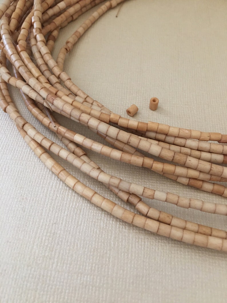 40 Tube Bone Beads 3mm Tiny Brown Tea Dyed Natural Beads Small - Etsy