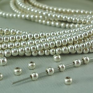 100 Silver plated solid Brass round 3mm / 2.5mm Metal Spacer Disk Heishi Disc Beads tiny silver metal beads Jewelry making supplies