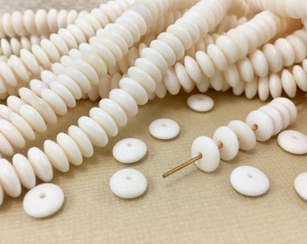 20 Bone Disc Spacer Disk 8mm x 4mm - 3mm beads Real Natural Light Ivory color for diy necklace bracelet earrings beading Jewelry supplies