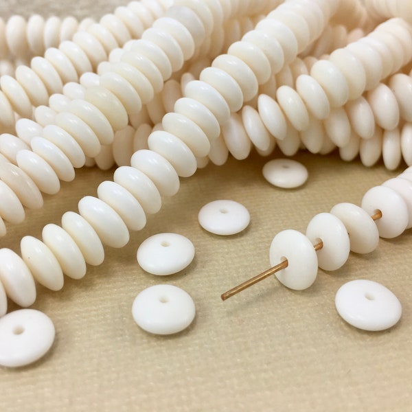 20 Bone Disc Spacer Disk 8mm x 4mm - 3mm beads Real Natural Light Ivory color for diy necklace bracelet earrings beading Jewelry supplies