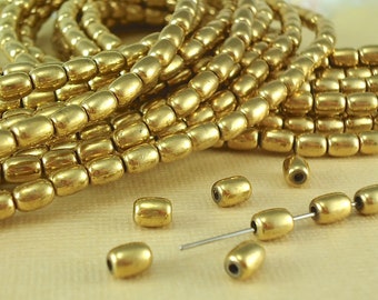 50 Brass Metal Oval Rice Beads 4mm x 6mm Plain Spacer Bracelet Earring Necklace Jewelry making Stringing Supplies