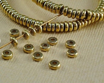 40 Brass Spacer 4mm Disk Heishi Rondelle Disc Saucer Beads from India Flat Solid Brass Metal Beads Natural Heishe