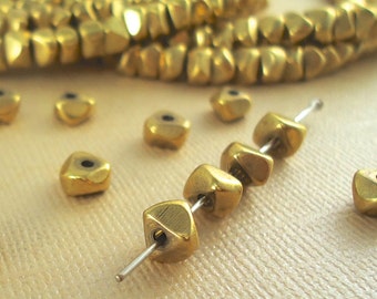 20 Brass Nugget Chip Beads 6mm Heishi Disc Metal Spacer Chunky BOHO Faceted Polished Quality Solid Brass Natural Unique Jewelry making parts