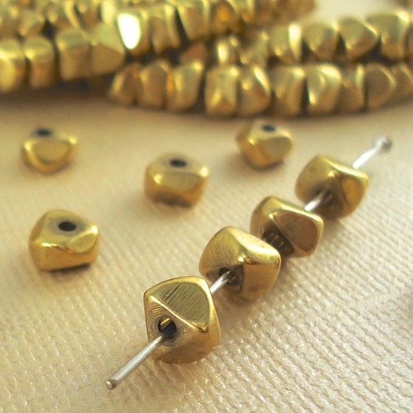 20 Brass Nugget Chip Beads 6mm Heishi Disc Metal Spacer Chunky BOHO Faceted Polished Quality Solid Brass Natural Unique Jewelry making parts