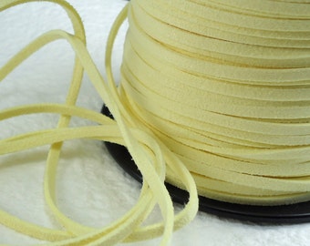6yds Yellow Faux Suede leather Micro Fiber Craft Jewelry Cord Lacing 3mm x 1.5mm for diy Bracelet stringing Necklace fabric cord knotting