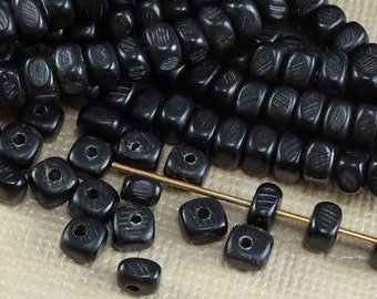 40 Black Horn Beads 5mm 4mm 3mm Nuggets Square Small Cube Natural Beads diy beading jewelry making earrings necklace bracelet