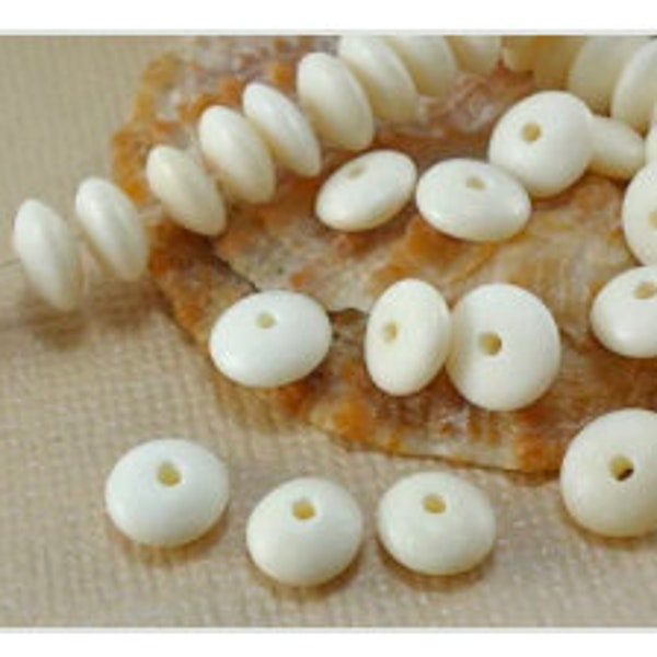 20 Bone Saucer 6mm Disc Spacers Disk 6mm Genuine Natural White Bone Ivory color Beads Accent spacer diy string bracelets earrings necklace