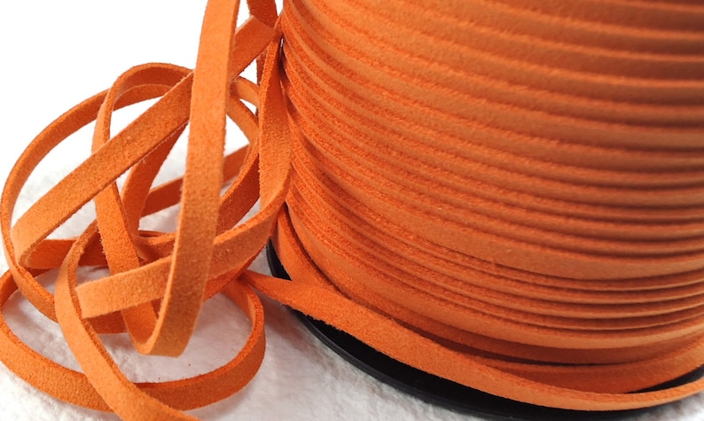 6yds Faux Suede leather Micro Fiber Orange Jewelry Cord Rust Orange Lace 5mm x 1.5mm