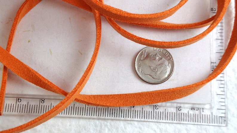6yds Faux Suede leather Micro Fiber Orange Jewelry Cord Rust Orange Lace 5mm x 1.5mm