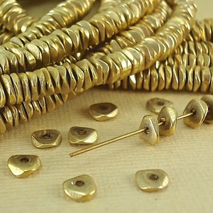 40 Solid Brass Spacer wavy Faceted Beads 6mm Heishi Chip Nugget Disc for diy jewelry making Beading India Flat Metal Natural bracelet Beads image 2