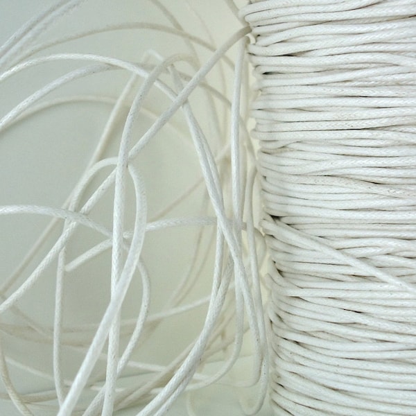 6yds White Cord Waxed linen 1.5mm String for diy Jewelry making Bracelet Necklace Macrame Lacing knotting garland stringing wrapping