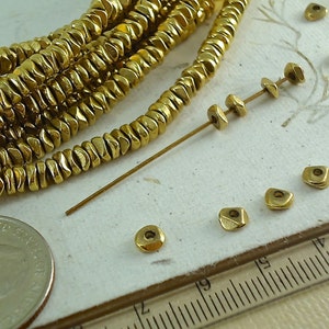 40 Brass Spacer Disk 4mm Heishi Chip Nugget Disc Loose Beads from India Flat tiny Metal Beads Natural Heishi image 3