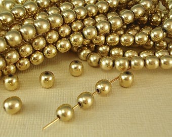 10 Solid Brass Polished Seamless Spacer 6mm Natural Metal Beads 6.3mm off round for diy Jewelry making beading Stringing necklace bracelet