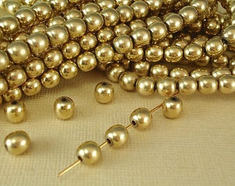 10 Solid Brass Shiny Polished Seamless Spacer 6mm Quality Jewelry Solid Brass 6.3mm Natural Metal Beads off round brass antique look