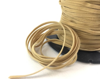 6yd Faux Suede leather Micro fiber Light brown Beige Jewelry Cord fabric Lacing String 3mm x 1/2mm for DIY Jewelry making embroidery beading