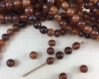 20 Horn Natural Golden Warm Brown Color Real Animal Round Beads 6mm - 5mm for diy Jewelry making string beading earring bracelet necklace