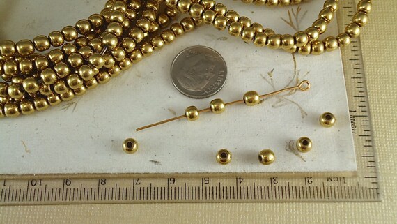 Round Raw Brass Beads - 4mm - 100 pieces