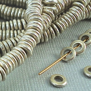 200 Silver spacer Disk 6mm Heishi Disc Big large Hole from India Wide * 3mm Large Hole Flat Metal Beads Natural Jewelry making parts
