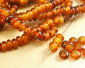 20 Golden Horn Donut Large Hole Beads 6mm Round Spacers Gold Brown Natural Ox Beads for diy stringing necklace bracelets jewelry making