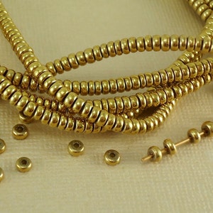 40 Brass Spacer Disk 3mm Heishi Disc Saucer Beads from India Tiny Small Flat Metal Beads Natural Rondelle minimalist Jewelry making Beads